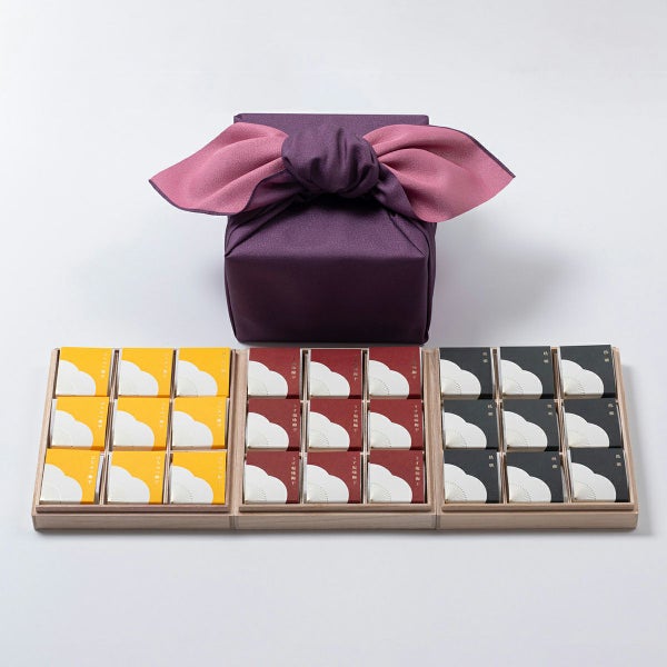 弔事用 紀州南高梅 かさね三段風呂敷包み 梅干個包装3種　石神邑オンラインショップ